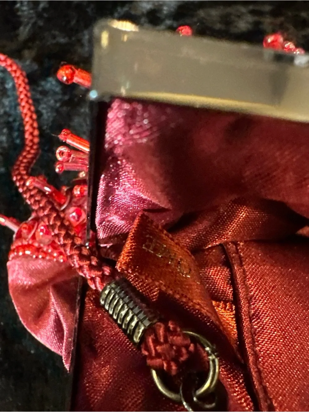 Red Beaded Evening Bag - Designer Style